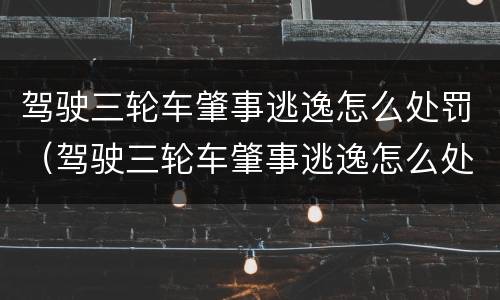 驾驶三轮车肇事逃逸怎么处罚（驾驶三轮车肇事逃逸怎么处罚的）