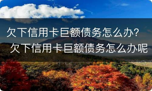 欠下信用卡巨额债务怎么办？ 欠下信用卡巨额债务怎么办呢