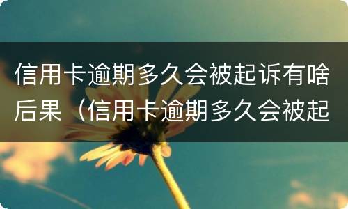信用卡逾期多久会被起诉有啥后果（信用卡逾期多久会被起诉有啥后果呢）