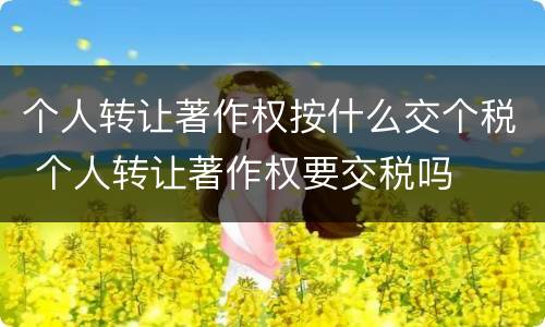 个人转让著作权按什么交个税 个人转让著作权要交税吗