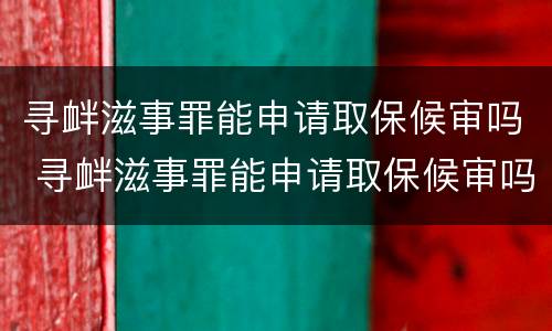 寻衅滋事罪能申请取保候审吗 寻衅滋事罪能申请取保候审吗法院