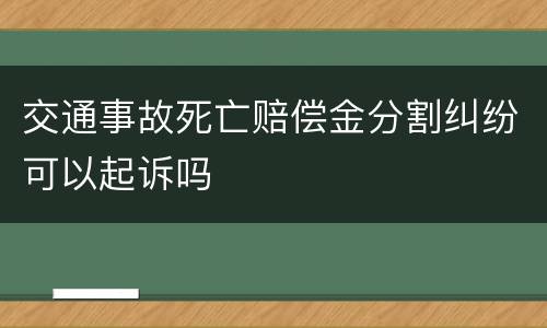 交通事故死亡赔偿金分割纠纷可以起诉吗