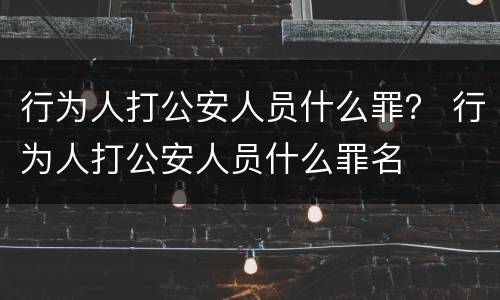 行为人打公安人员什么罪？ 行为人打公安人员什么罪名