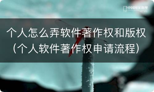 个人怎么弄软件著作权和版权（个人软件著作权申请流程）