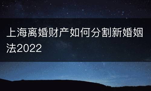 上海离婚财产如何分割新婚姻法2022