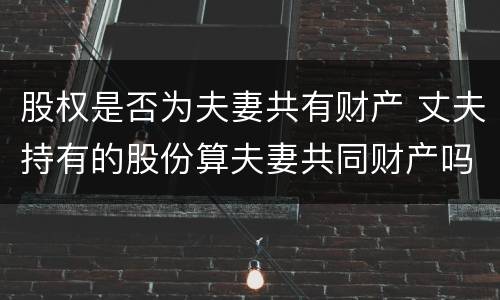 股权是否为夫妻共有财产 丈夫持有的股份算夫妻共同财产吗