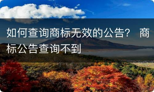 如何查询商标无效的公告？ 商标公告查询不到