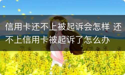 信用卡还不上被起诉会怎样 还不上信用卡被起诉了怎么办