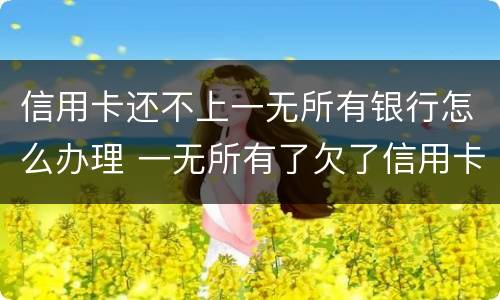 信用卡还不上一无所有银行怎么办理 一无所有了欠了信用卡怎么办