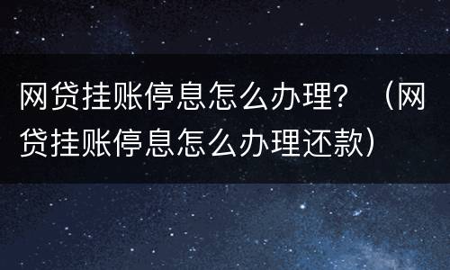 网贷挂账停息怎么办理？（网贷挂账停息怎么办理还款）