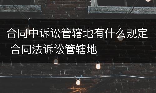 合同中诉讼管辖地有什么规定 合同法诉讼管辖地