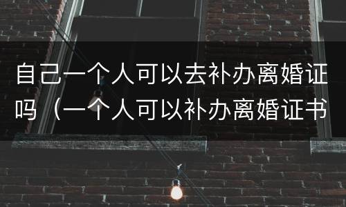 自己一个人可以去补办离婚证吗（一个人可以补办离婚证书吗）