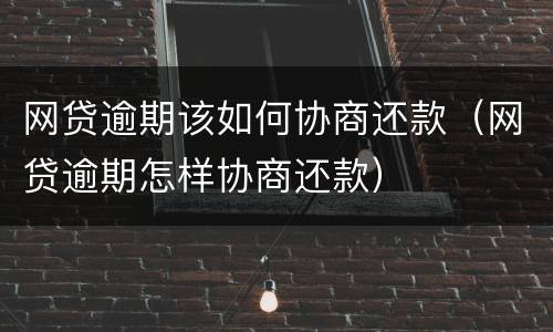 网贷逾期该如何协商还款（网贷逾期怎样协商还款）