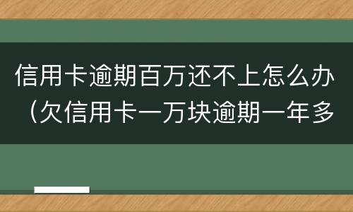信用卡逾期百万还不上怎么办（欠信用卡一万块逾期一年多还不上怎么办）