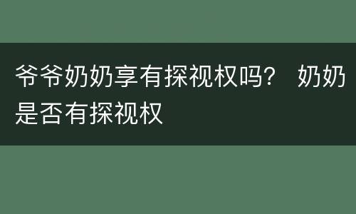 爷爷奶奶享有探视权吗？ 奶奶是否有探视权