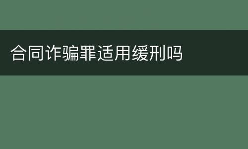 合同诈骗罪适用缓刑吗