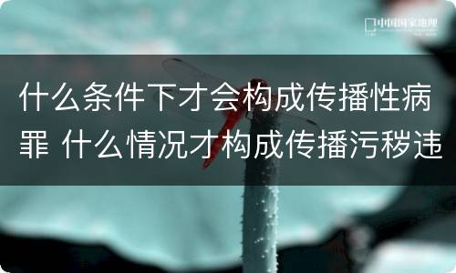 什么条件下才会构成传播性病罪 什么情况才构成传播污秽违法