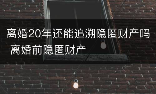 离婚20年还能追溯隐匿财产吗 离婚前隐匿财产