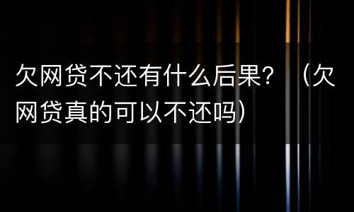 欠网贷不还有什么后果？（欠网贷真的可以不还吗）