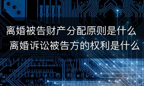 离婚被告财产分配原则是什么 离婚诉讼被告方的权利是什么
