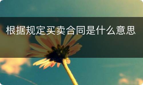 根据规定买卖合同是什么意思