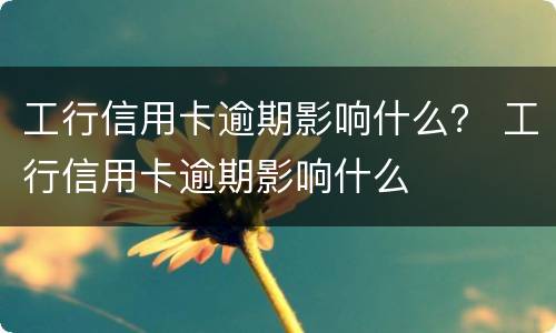 工行信用卡逾期影响什么？ 工行信用卡逾期影响什么