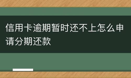 信用卡逾期暂时还不上怎么申请分期还款