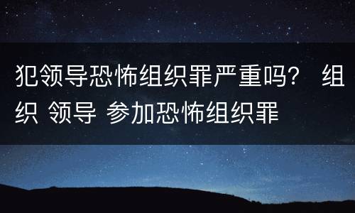 犯领导恐怖组织罪严重吗？ 组织 领导 参加恐怖组织罪