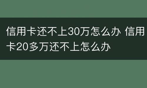 信用卡还不上30万怎么办 信用卡20多万还不上怎么办
