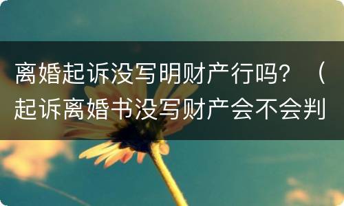 离婚起诉没写明财产行吗？（起诉离婚书没写财产会不会判）