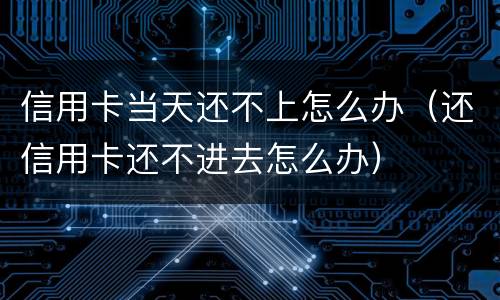 信用卡当天还不上怎么办（还信用卡还不进去怎么办）