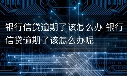 银行信贷逾期了该怎么办 银行信贷逾期了该怎么办呢