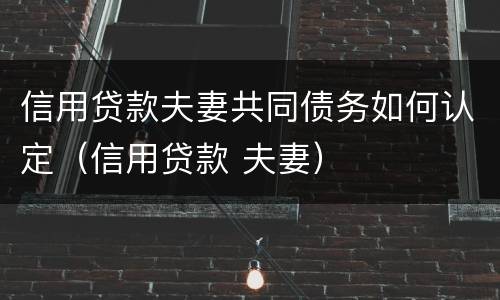 信用贷款夫妻共同债务如何认定（信用贷款 夫妻）