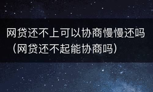 网贷还不上可以协商慢慢还吗（网贷还不起能协商吗）