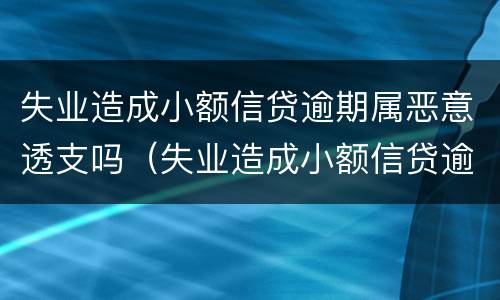 失业造成小额信贷逾期属恶意透支吗（失业造成小额信贷逾期属恶意透支吗怎么办）