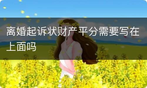 离婚起诉状财产平分需要写在上面吗