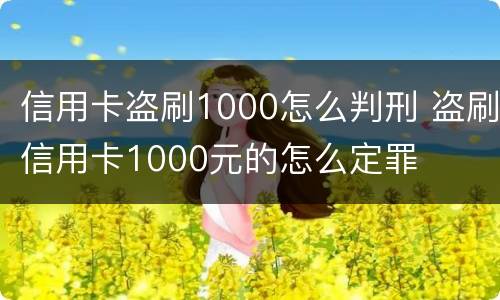 信用卡盗刷1000怎么判刑 盗刷信用卡1000元的怎么定罪