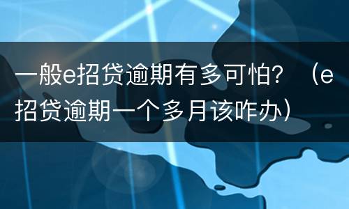 一般e招贷逾期有多可怕？（e招贷逾期一个多月该咋办）