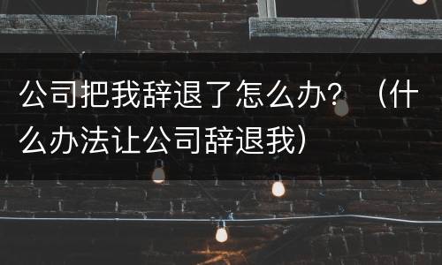 公司把我辞退了怎么办？（什么办法让公司辞退我）