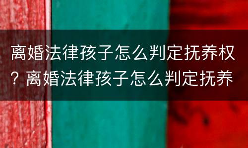 离婚法律孩子怎么判定抚养权? 离婚法律孩子怎么判定抚养权问题