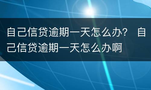 自己信贷逾期一天怎么办？ 自己信贷逾期一天怎么办啊