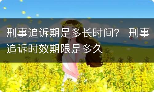 刑事追诉期是多长时间？ 刑事追诉时效期限是多久