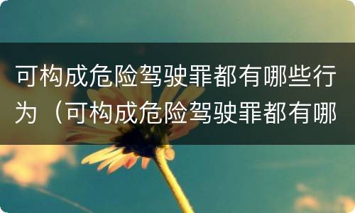 可构成危险驾驶罪都有哪些行为（可构成危险驾驶罪都有哪些行为）