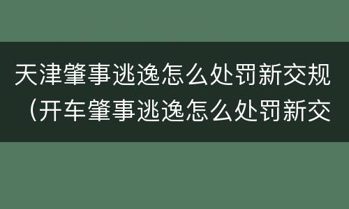 天津肇事逃逸怎么处罚新交规（开车肇事逃逸怎么处罚新交规）