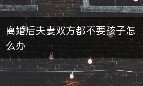 离婚后夫妻双方都不要孩子怎么办