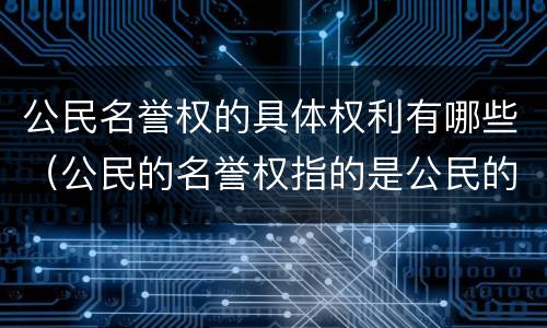公民名誉权的具体权利有哪些（公民的名誉权指的是公民的什么受法律的保护）