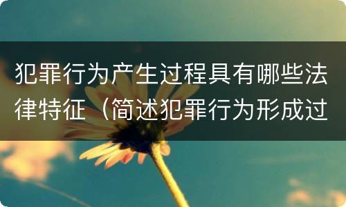 犯罪行为产生过程具有哪些法律特征（简述犯罪行为形成过程）