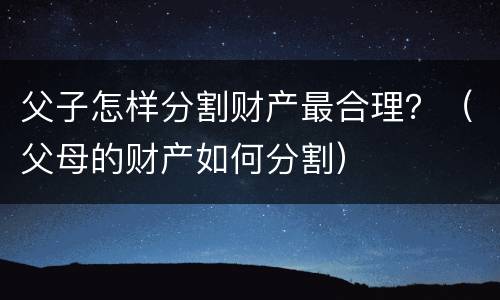 父子怎样分割财产最合理？（父母的财产如何分割）
