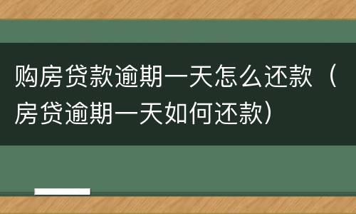 购房贷款逾期一天怎么还款（房贷逾期一天如何还款）