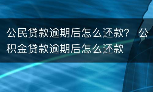 公民贷款逾期后怎么还款？ 公积金贷款逾期后怎么还款